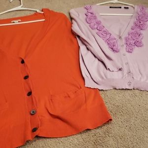 Lot of 2 button sweaters - Both small, half sleeve